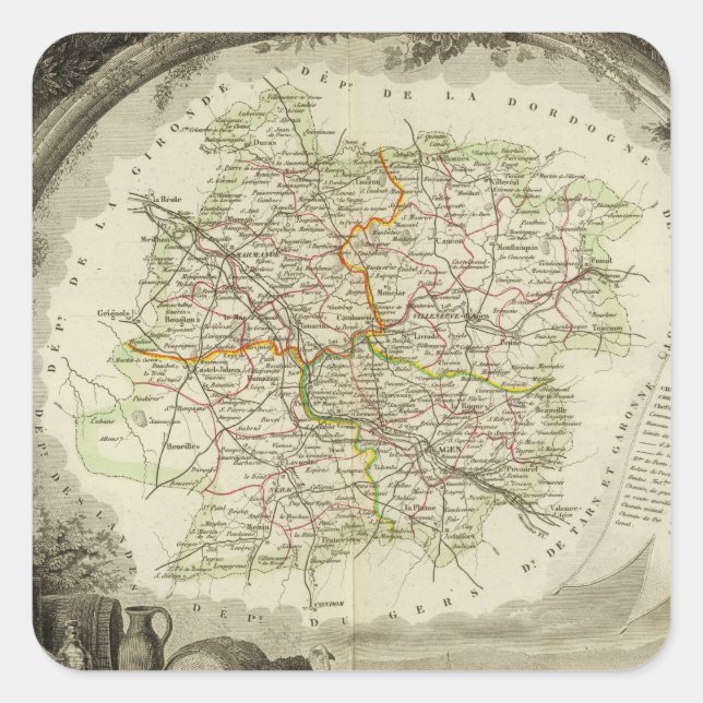 Los und Garonne Quadratischer Aufkleber (Vorderseite)