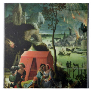 Los und seine Töchter (Öl auf Platte) Fliese