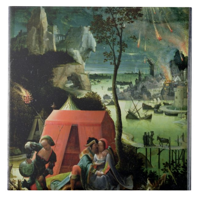 Los und seine Töchter (Öl auf Platte) Fliese (Vorderseite)