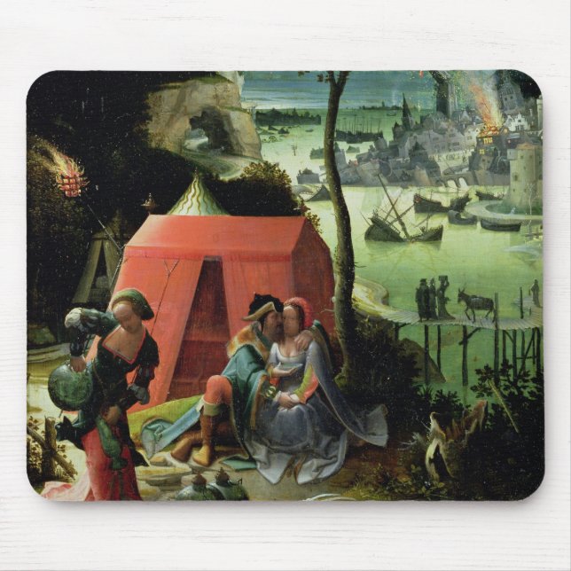 Los und seine Töchter (Öl auf Platte) Mousepad (Vorne)