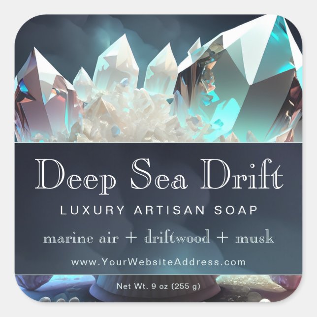 Löschen Sie das Quarz Crystal Magic Artisan-Produk Quadratischer Aufkleber (Vorderseite)