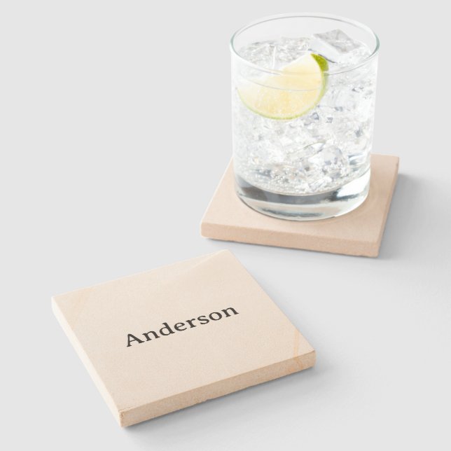 Löschen Sie Text Ersetzen Sie eigenes Design 4" x  Steinuntersetzer (Seitenansicht)