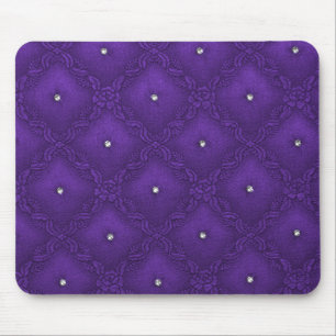 Löschen von Kristallen auf gequiltem Lila Hintergr Mousepad