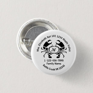 Lose Crab Monogram Family Zuhause-Adresse Button