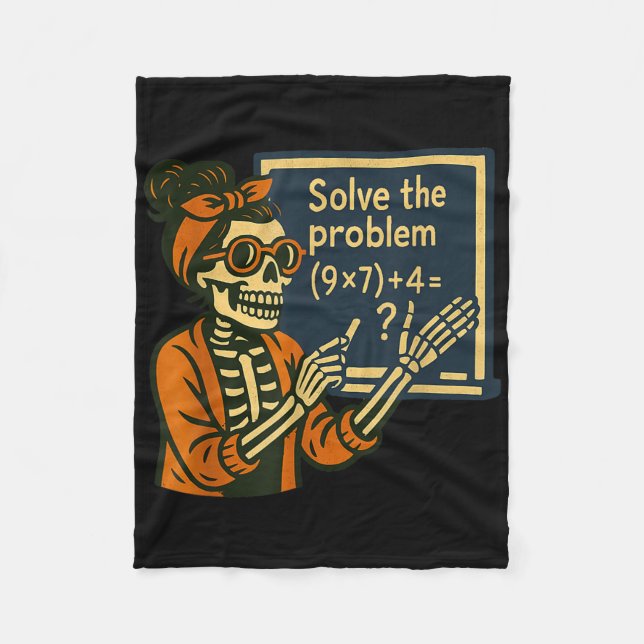 Löse das Problem 9x7+4 67 Meme Six Seven Skelett Fleecedecke (Vorderseite)