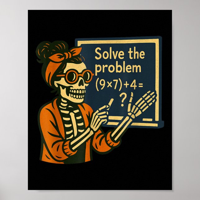 Löse das Problem 9x7+4 67 Meme Six Seven Skelett Poster (Vorne)