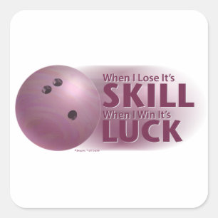Lose Geschicklichkeit gewinnen Luck Bowling Pink Quadratischer Aufkleber