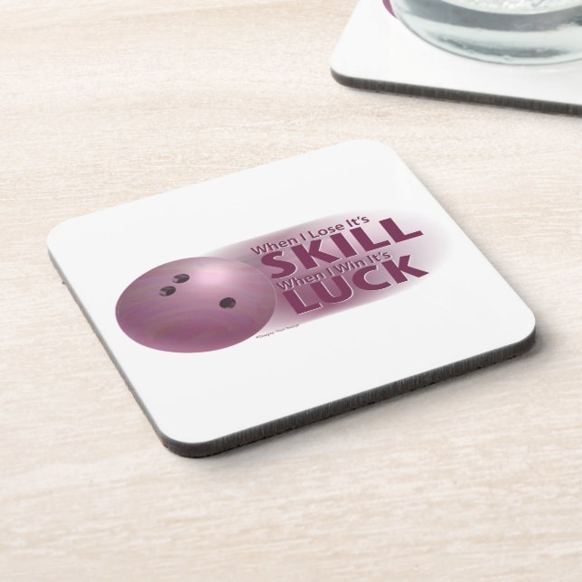 Lose Geschicklichkeit gewinnen Luck Bowling Pink Untersetzer (Linke Seite)