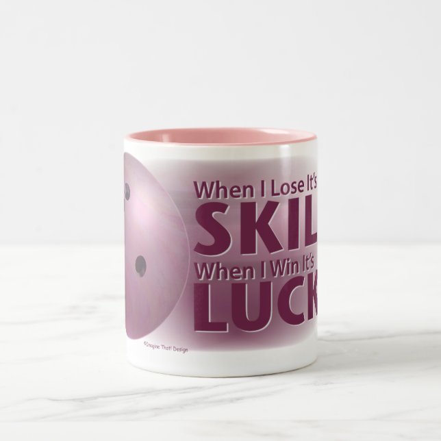 Lose Geschicklichkeit gewinnen Luck Bowling Pink Zweifarbige Tasse (Mittel)