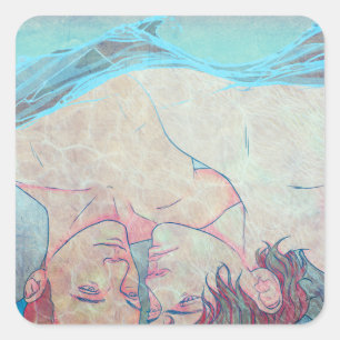 Lose Lippen Quadratischer Aufkleber