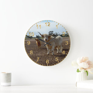 Lose Rinder: Höhere Weizenhöhe der Kühe Große Wanduhr