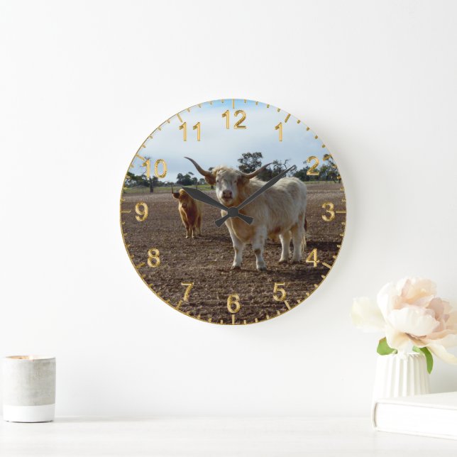 Lose Rinder: Höhere Weizenhöhe der Kühe Große Wanduhr (Zuhause)