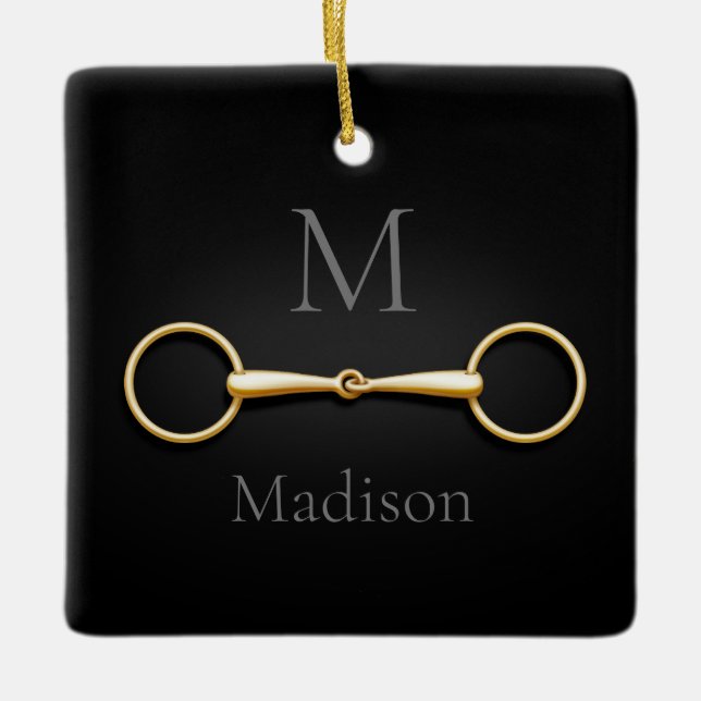Lose Ring Snaffe Bit Mit Monogramm Reittier Keramikornament (Vorderseite)