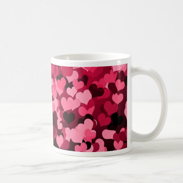 Lose rosa Herzen, niedliches Liebe-Muster Kaffeetasse (Rechts)