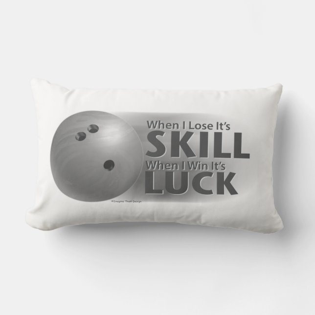 Lose Skill Win Luck Bowling Gray Lendenkissen (Vorderseite)