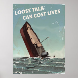 Lose Talk Cost Lives WW2 Poster