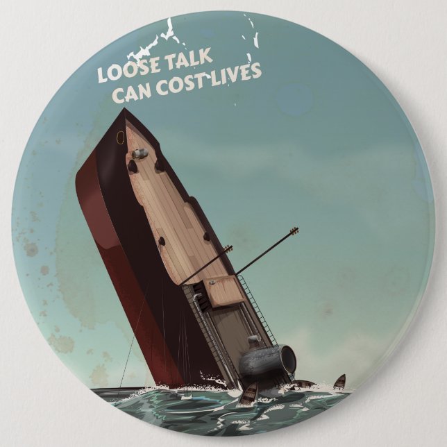 Lose Talk Cost Lives WW2 Poster Button (Vorderseite)