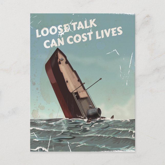 Lose Talk Cost Lives WW2 Poster Postkarte (Vorderseite)
