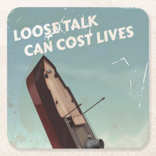 Lose Talk Cost Lives WW2 Poster Rechteckiger Pappuntersetzer
