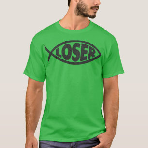 Loser Slacker 90er Jesus fischen Schwarz T-Shirt