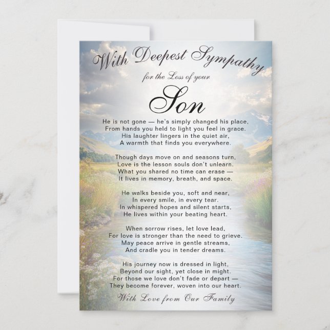 Losing a Son Memorial  Karte (Vorderseite)