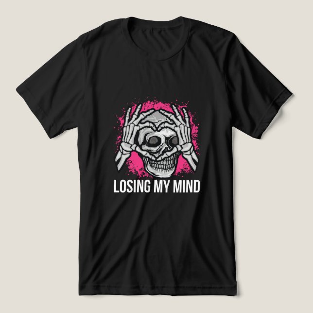 Losing My Mind Skull Graphic Tri-Blend Shirt (Design Vorderseite)