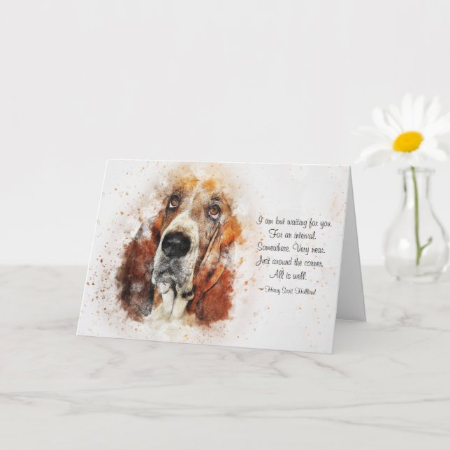 Loss of Pet Dog (Basset Hound) Custom Sympathy  Karte (Kleine Pflanze)