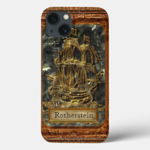 Lost Anchor Cool Old Ship Monogram iPhone 13 Hülle