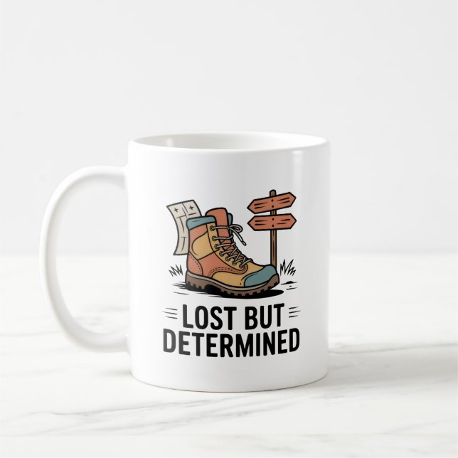 Lost But Determined – Motivational Gift for Hikers Kaffeetasse (Links)