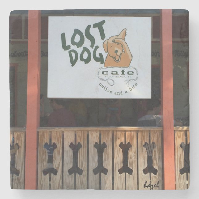 Lost Dog Café, Folly Beach, South Carolina Unterse Steinuntersetzer (Vorderseite)