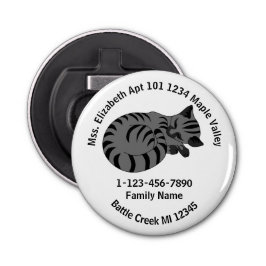 Lost Grey Tabby Kitten Family Zuhause-Adresse Flaschenöffner