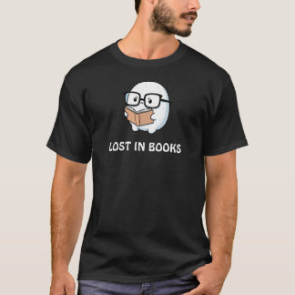 Lost in Books – Cute Fluffy Character T-Shirt