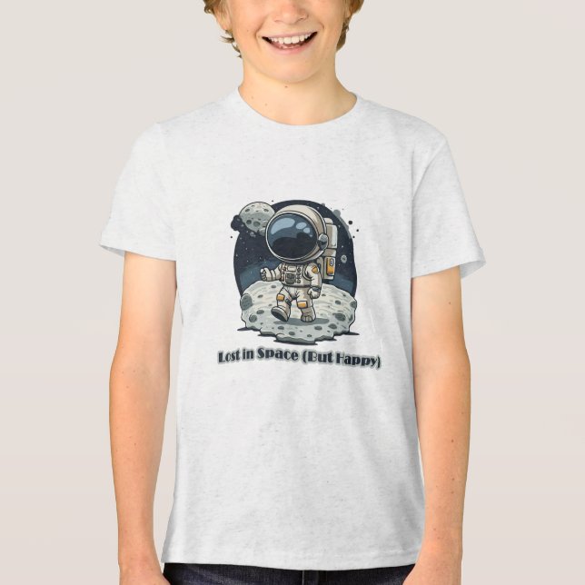 Lost in Space (But Happy) – Cute Astronaut Design Tri-Blend Shirt (Vorderseite)