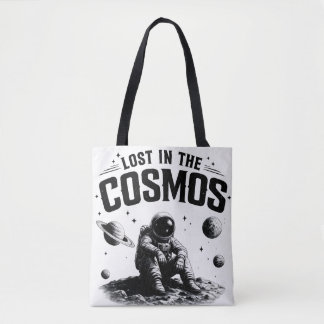 Lost in the Cosmos Astronaut Weiße Einkaufstasche