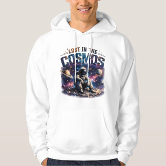 Lost in the Cosmos Astronaut Weiße Pullover-Kapuze Hoodie