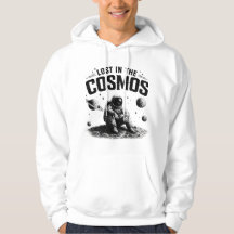 Lost in the Cosmos Astronaut Weißer Pullover Hoodi