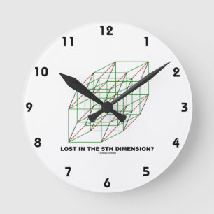 Lost In The Fifth Dimension? (Geometry Cube Humor) Runde Wanduhr