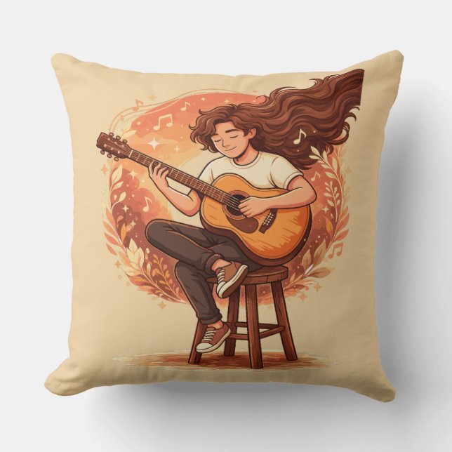 Lost In The Music Cozy Guitar Player Aesthetic Ill Kissen (Vorderseite)