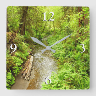 Lost Man Creek II - Redwood Nationalpark Quadratische Wanduhr