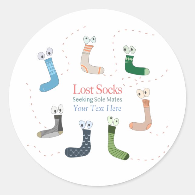 Lost Socks Seeking Sole Mates Baby Blanket Classic Runder Aufkleber (Vorderseite)