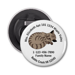 Lost Tan Tabby Kitten Zuhause-Adresse Flaschenöffner