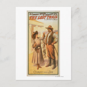 Lost Trail Comedy - Frau angelt Western Postkarte