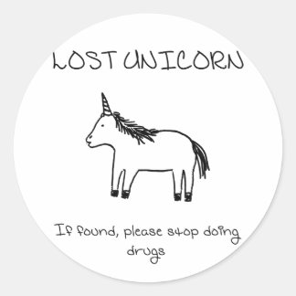 Lost Unicorn Runder Aufkleber
