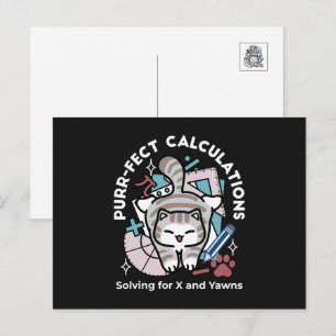 Lösung für X und Gähnen – Cute Tabby-Katze Mathe-W Feiertagspostkarte