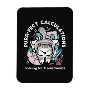 Lösung für X und Gähnen – Cute Tabby-Katze Mathe-W Magnet
