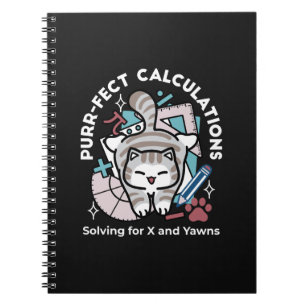 Lösung für X und Gähnen – Cute Tabby-Katze Mathe-W Notizblock