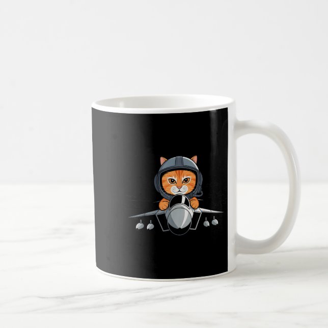 Lot Cat Fighter Jet Funny Aviation Kitty Design  Kaffeetasse (Rechts)