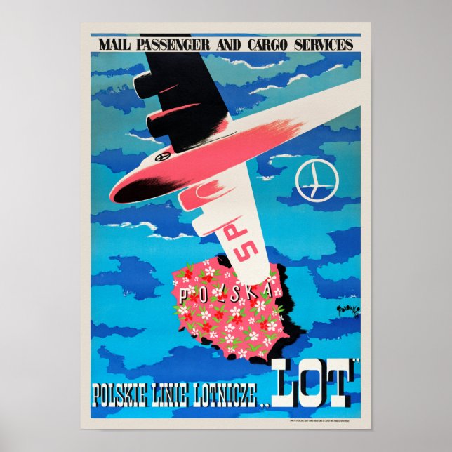 LOT Poland Vintage Travel Poster (Vorne)