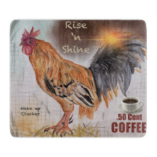 Lot Rooster Vintag Fun Glass Cutting Board Schneidebrett