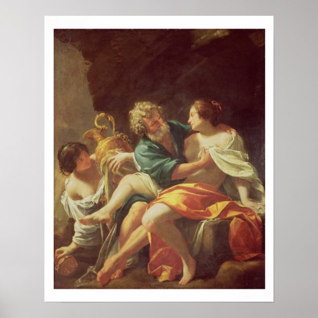Lot und seine Töchter, c.1630 (Öl auf Leinwand) Poster (Vorne)